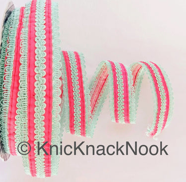 Fabric Trim With Brown / Black / Yellow / Green / Pink Thread Embroidery, Embroidered Lace Trim, 28mm wide